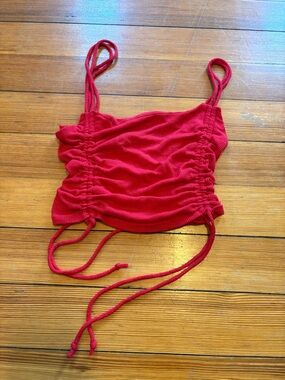 Free People Hot Pink Ruched Crop Tank